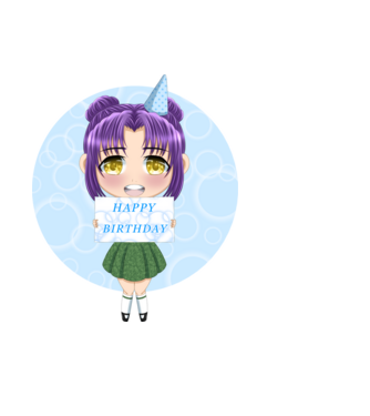 Happy birthday anime girl minta világoskék pólón