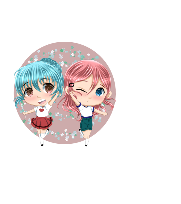 Chibi girls minta fehér pólón