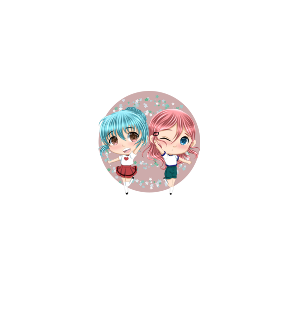 Chibi girls minta királykék pólón