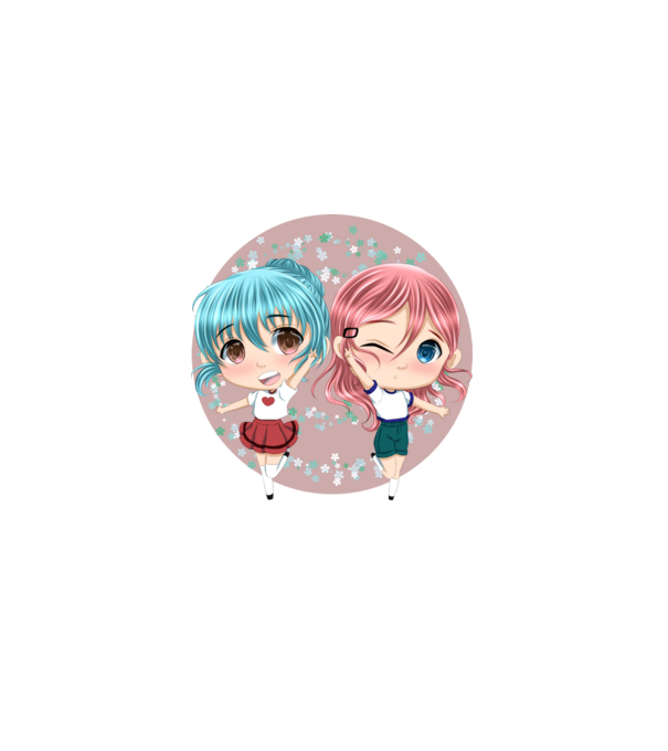 Chibi girls minta fehér pólón