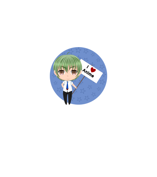 I Love anime boy minta fehér/piros pólón