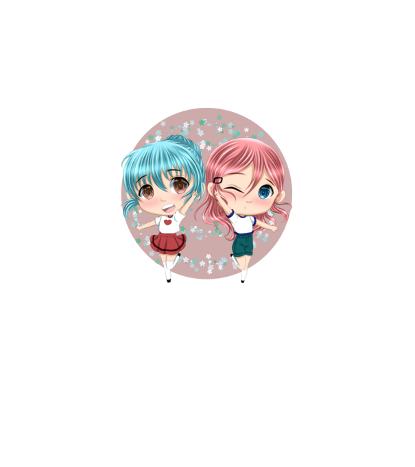 Chibi girls minta világos rózsaszín pólón