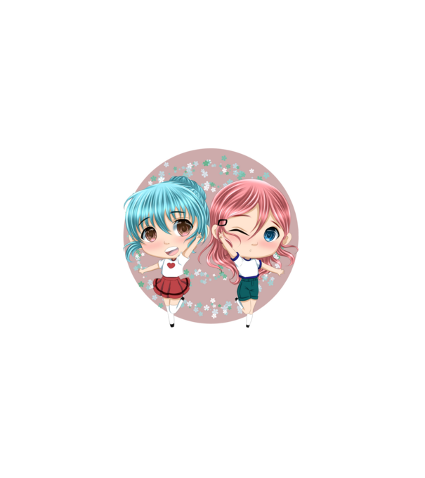 Chibi girls minta fehér pólón