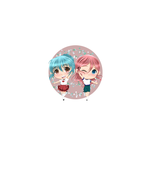 Chibi girls minta fehér/piros pólón