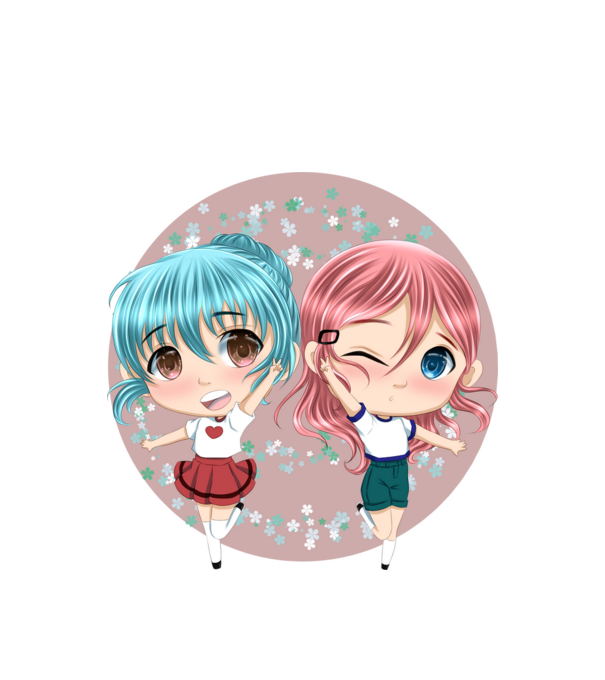 Chibi girls minta fehér pólón