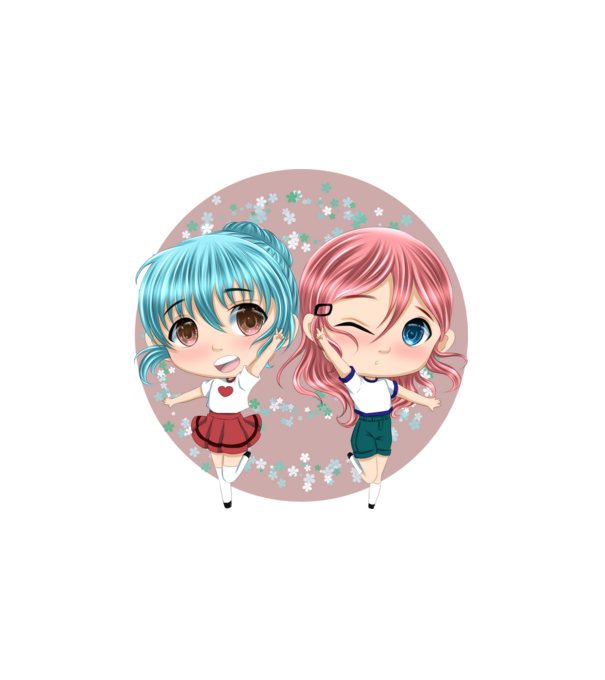 Chibi girls minta fehér pólón