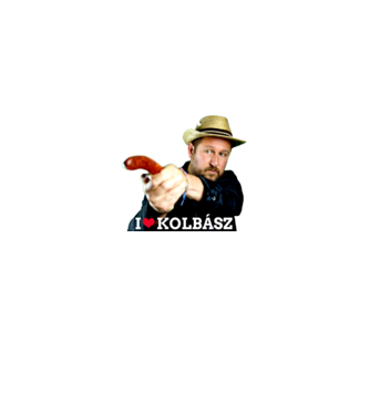 I love kolbász minta királykék pólón