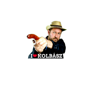 I love kolbász minta fekete pólón