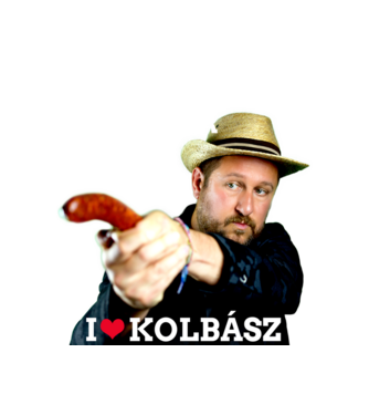 I love kolbász minta fehér pólón