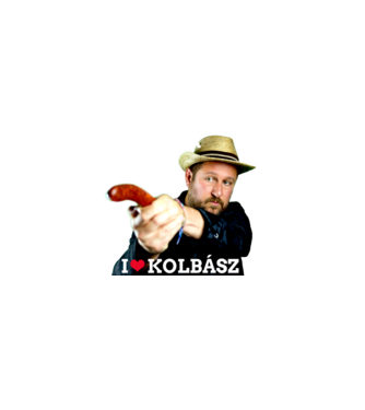 I love kolbász minta fekete pólón