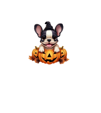Halloween Boston terrier módra minta szürke pólón