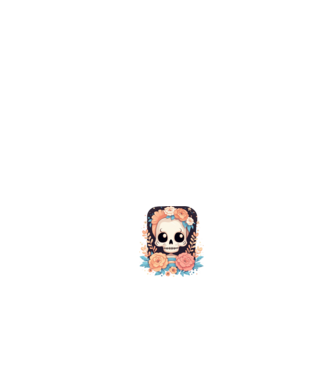 Virágos Koponya - Día de los Muertos minta fehér / zöld pólón