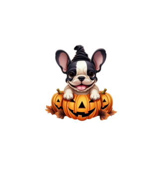 Halloween Boston terrier módra minta szürke pólón