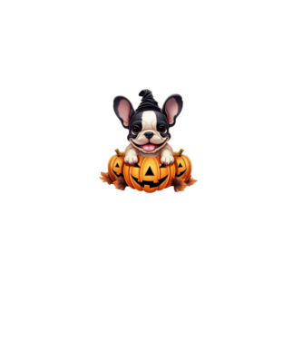 Halloween Boston terrier módra minta világoskék pólón