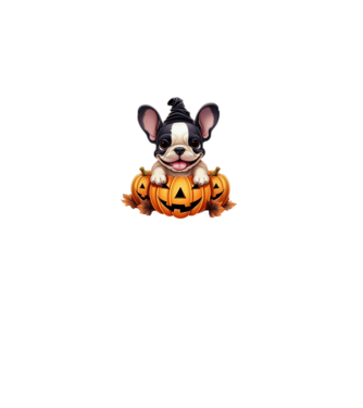 Halloween Boston terrier módra minta fehér pólón
