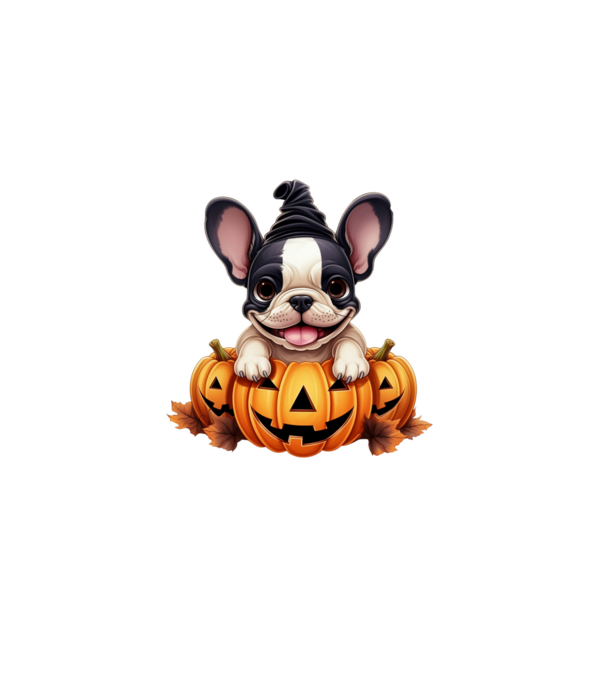 Halloween Boston terrier módra minta homokszín pólón