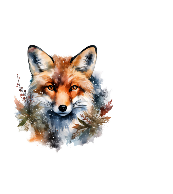 Watercolor Fox minta világoskék pólón