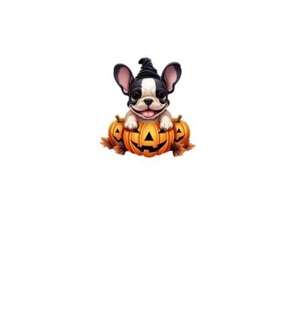 Halloween Boston terrier módra minta fehér pólón
