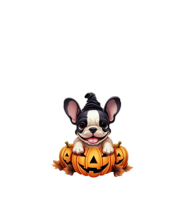 Halloween Boston terrier módra minta homokszín pólón