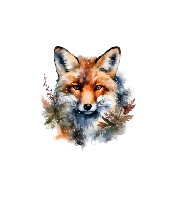 Watercolor Fox minta fehér pólón