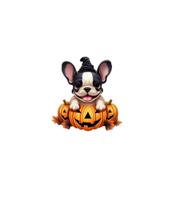 Halloween Boston terrier módra minta szürke pólón