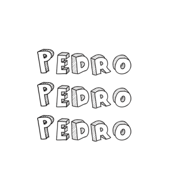 Pedro Pedro felirat minta fehér pólón