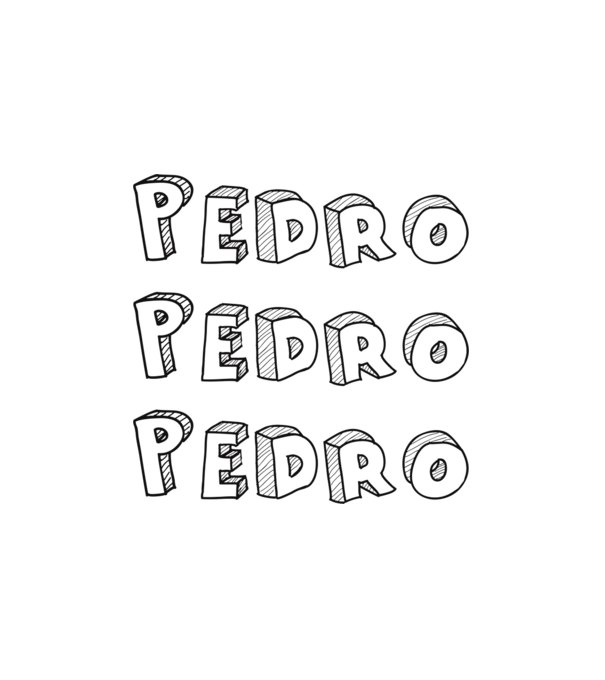 Pedro Pedro felirat minta fehér pólón