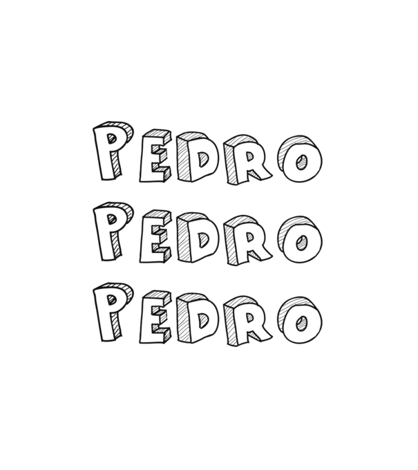 Pedro Pedro felirat minta fehér pólón