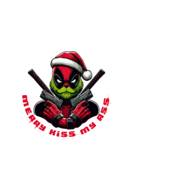 Deadpool Grinch Merry kiss my ass minta világos rózsaszín pólón