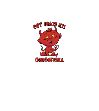 Igazi kis ördögfióka minta szürke pólón