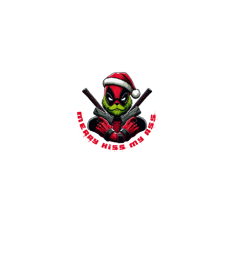 Deadpool Grinch Merry kiss my ass minta királykék pólón