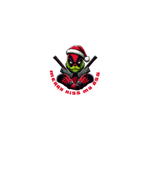 Deadpool Grinch Merry kiss my ass minta piros pólón