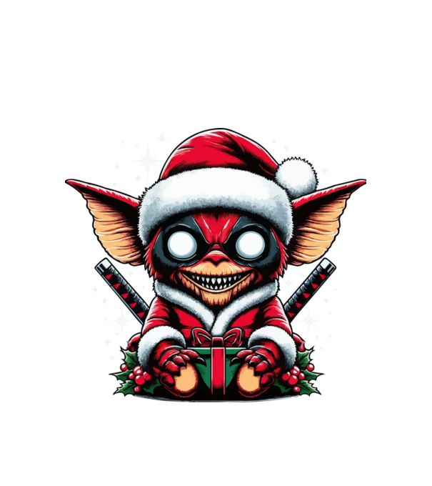 Gremlin minta fehér pólón