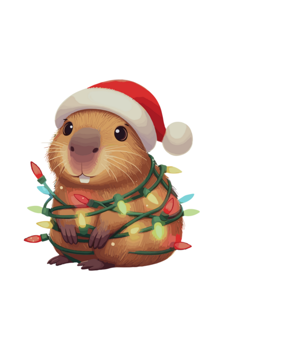 Karácsonyi Capybara minta fekete pólón