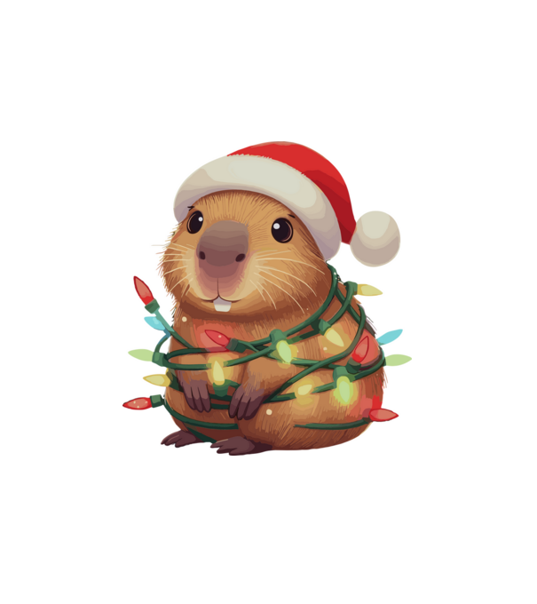 Karácsonyi Capybara minta fehér pólón