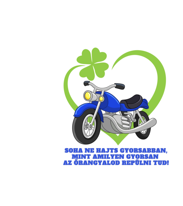 Motoros őrangyal minta fehér pólón