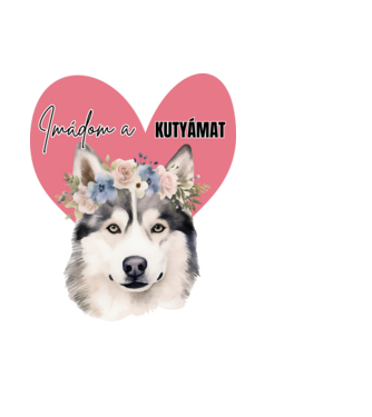 Imádom a kutyámat - Husky minta fekete pólón