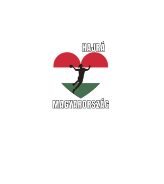 Kézilabda, Hajrá Magyarország, Magyar szív, Szurkolói design minta fekete pólón
