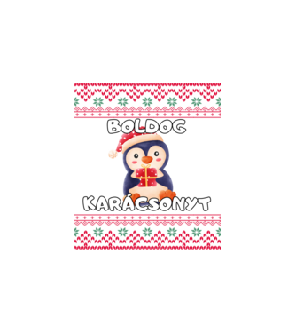 Boldog karácsonyt csúnya pulcsi pingvinnel minta fehér pólón