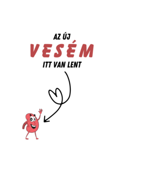 Az új vesém itt van lent (jobb oldal) minta fekete pólón