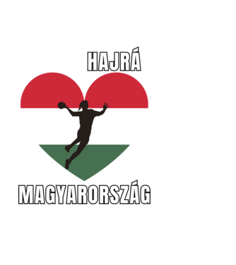 Kézilabda, Hajrá Magyarország, Magyar szív, Szurkolói design minta fekete pólón