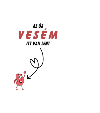 Az új vesém itt van lent (jobb oldal) minta fehér pólón