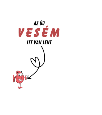 Az új vesém itt van lent (jobb oldal) minta fekete pólón