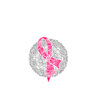 Remény szalagja Mandala - Breast Cancer Mandala minta fehér pólón