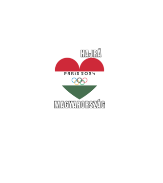 Olimpia 2024 Párizs, Hajrá Magyarország, Magyar szív minta fekete pólón