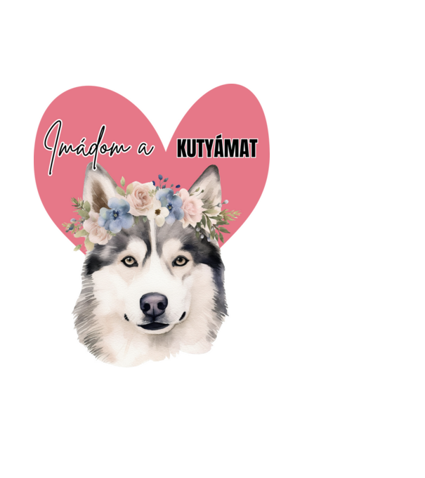 Imádom a kutyámat - Husky minta fekete pólón