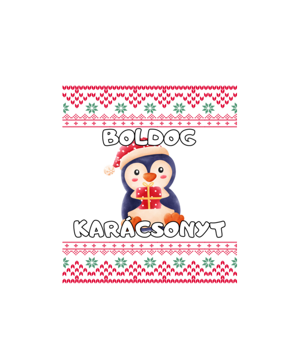 Boldog karácsonyt csúnya pulcsi pingvinnel minta fehér pólón