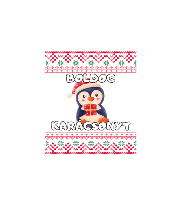 Boldog karácsonyt csúnya pulcsi pingvinnel minta fehér pólón