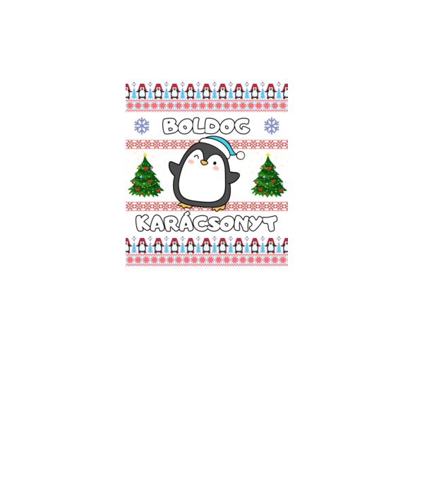 Boldog karácsonyt csúnya pulcsi pingvinnel minta világoskék pólón