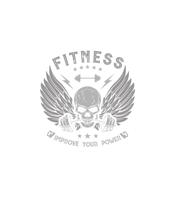 Fitness minta, Gyúrós minta koponyával, Minta konditerembe minta fehér pólón